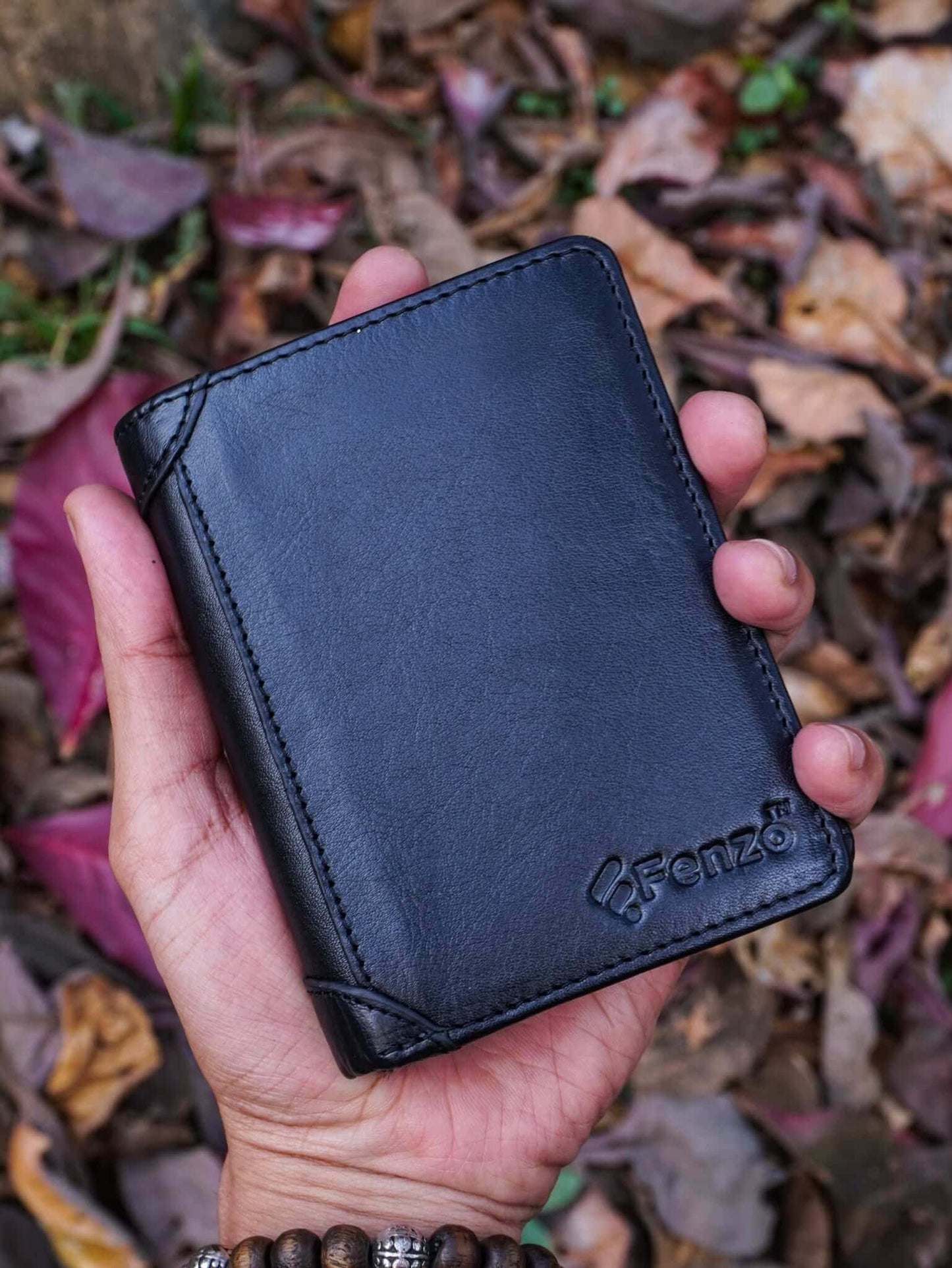 Premium Genuine Leather Wallet with ID Window Card Slots & Zipper Coin Pocket