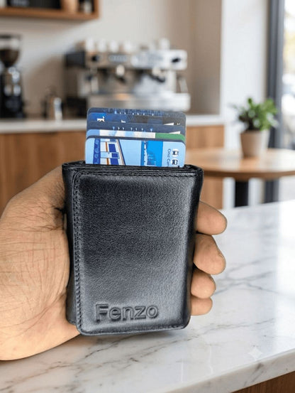 Fenzo™ Minimalist Leather Wallet with Pop-Up Cardholder
