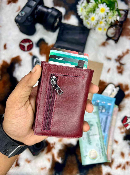 Fenzo Genuine Leather RFID Blocking Smart Wallet & Card Holder with Coin Pocket