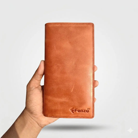 Fenzo™ Signature Long Grain Leather Executive Wallet – Tan Edition