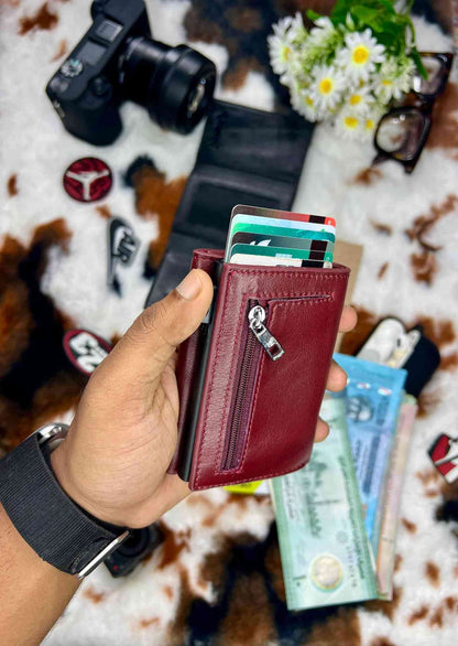 Fenzo Genuine Leather RFID Blocking Smart Wallet & Card Holder with Coin Pocket