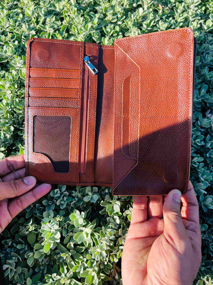 Genuine Leather Long Wallet – Mobile Holder, 10 Card Slots & Zipper Pocket | Men’s Wallet UAE
