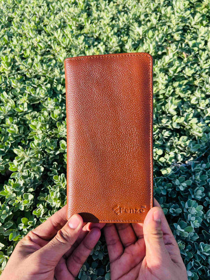 Genuine Leather Long Wallet – Mobile Holder, 10 Card Slots & Zipper Pocket | Men’s Wallet UAE